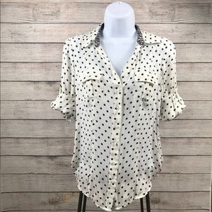 White House Black Market Polka Dot Silk Blouse